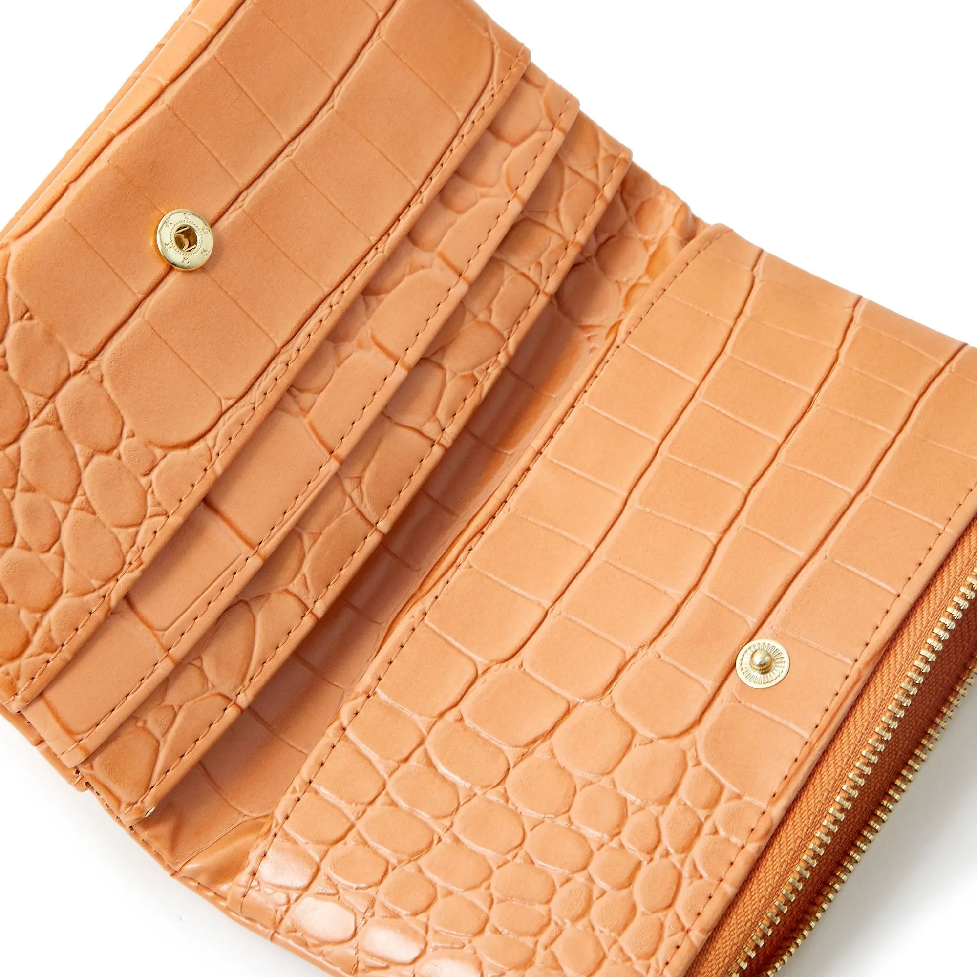 Accessorize London Women's Faux Leather Orange Zip Purse Wallet