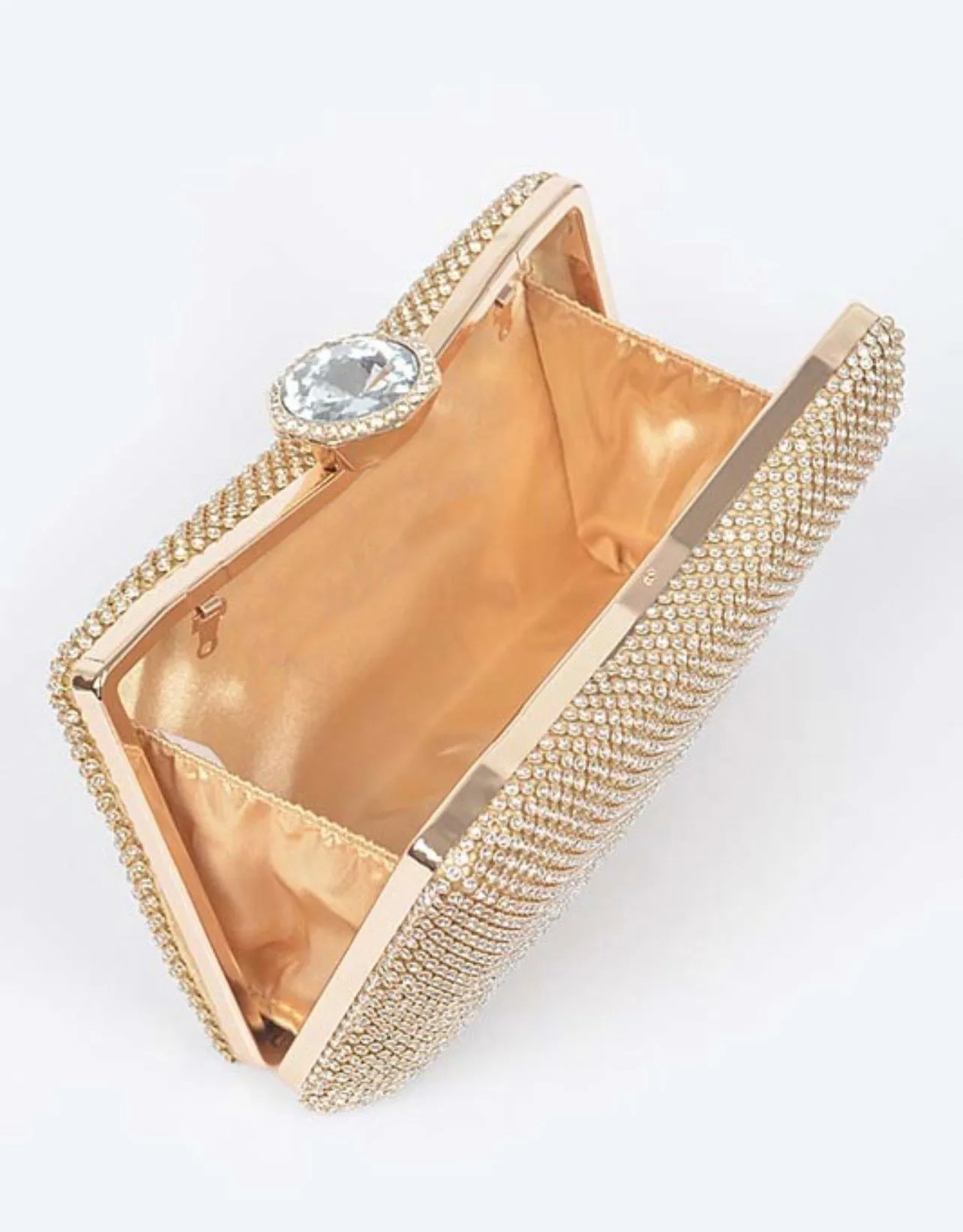 All that Glitters Gold Rhinestones Clutch