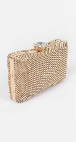 All that Glitters Gold Rhinestones Clutch