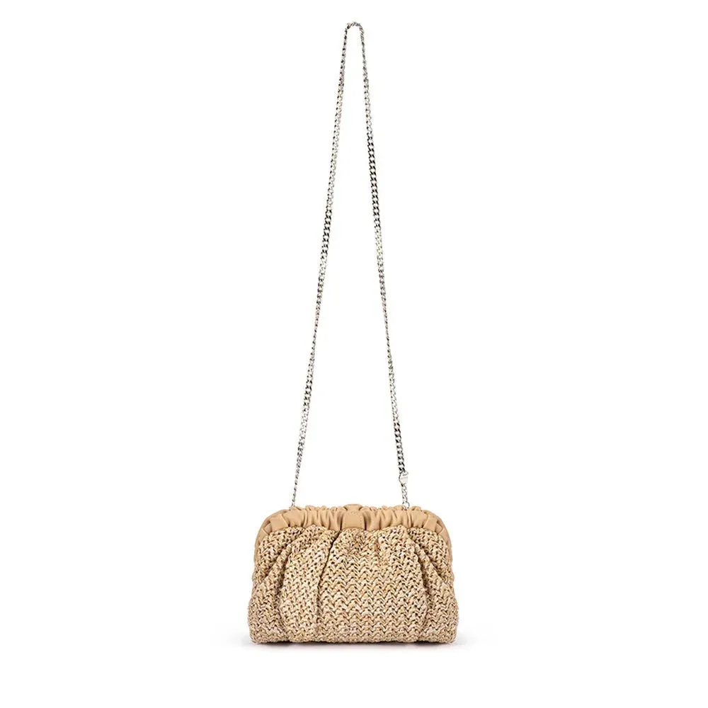 Amalia Petite Gathered Clutch in Natural