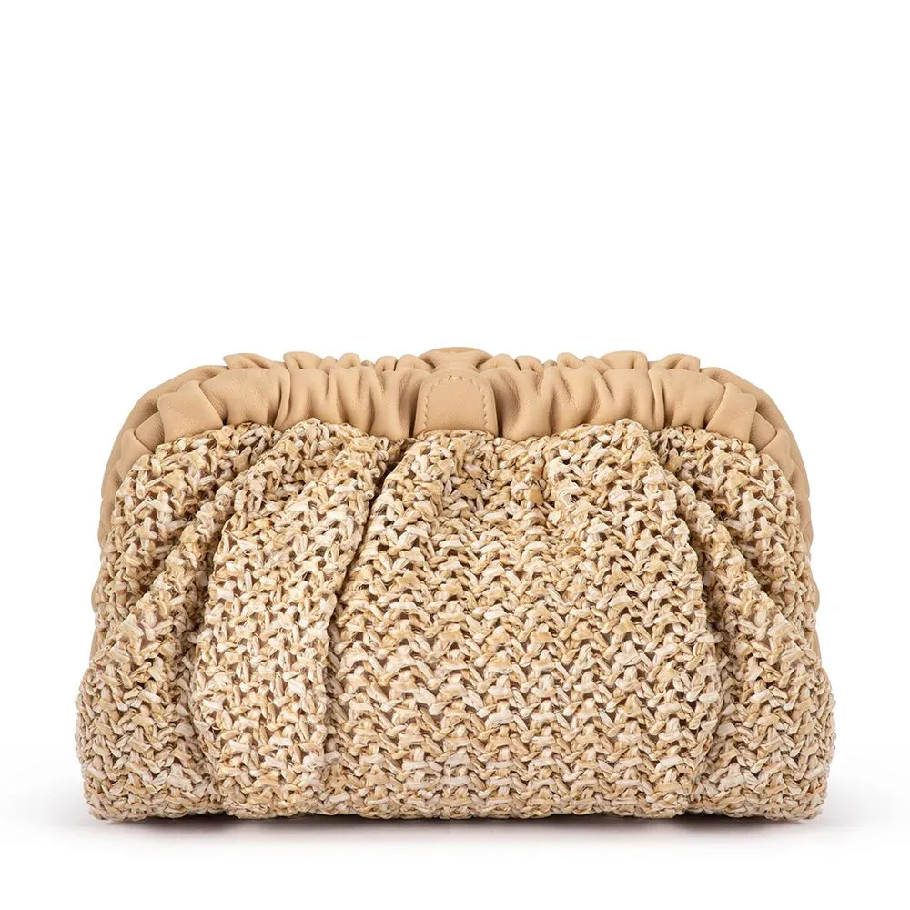 Amalia Petite Gathered Clutch in Natural