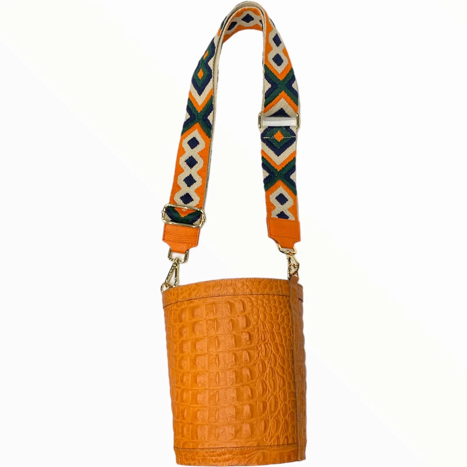 Aperol alligator-print leather bucket bag