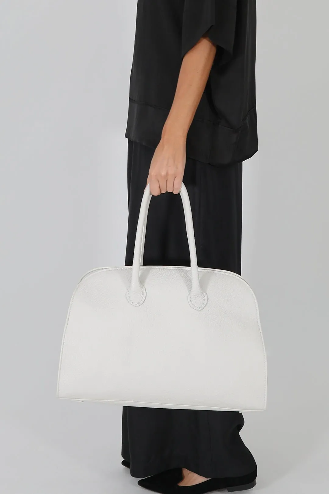 ARDEN HANDBAG IN ITALIAN LEATHER BUTTER WHITE