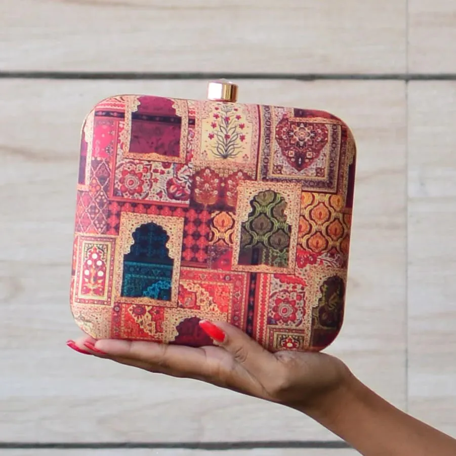 Artklim Mughal Style Doors Printed Clutch