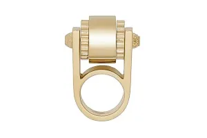 Balenciaga Ring Gold Tone Metal Hardware Gear Cylinder Large Size 6