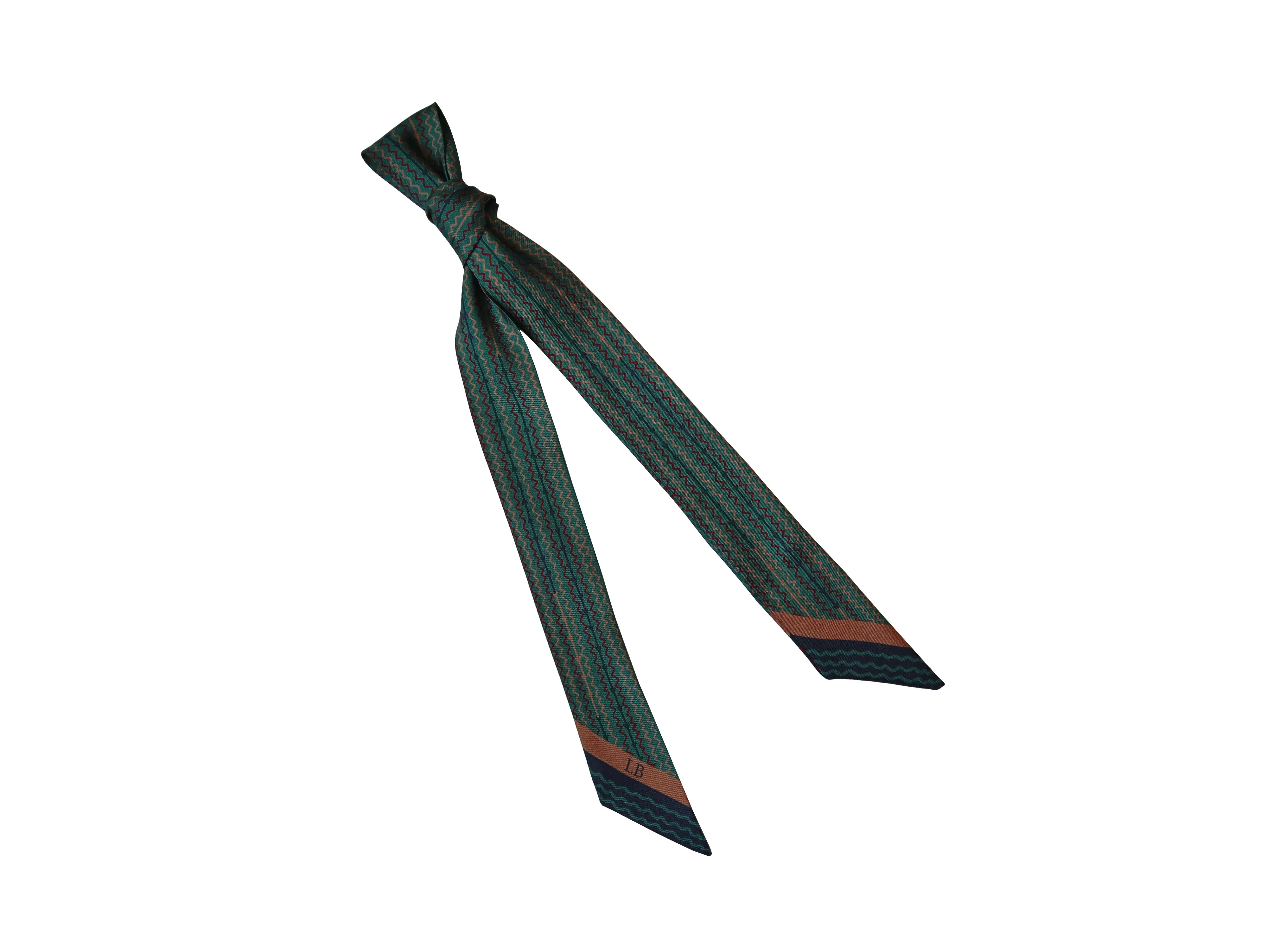 Banderole - Silk Ribbon Scarf - Zig Zag Green/Tan