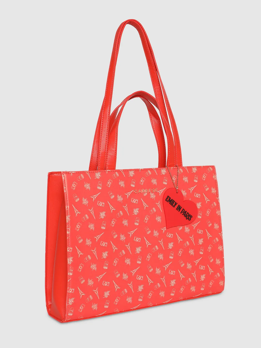 Caprese Emily In Paris Printed Tote Handbag Red