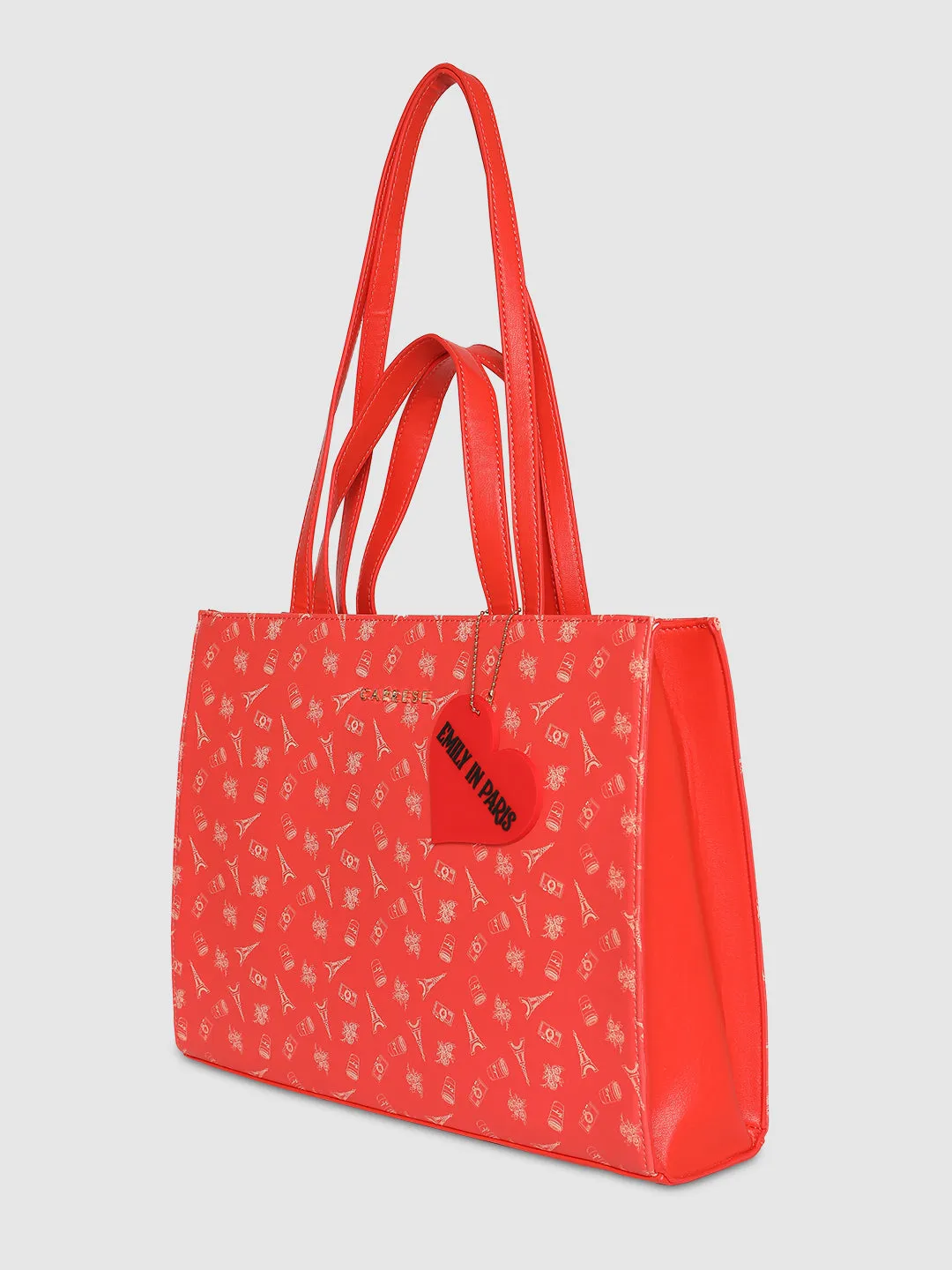 Caprese Emily In Paris Printed Tote Handbag Red