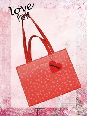 Caprese Emily In Paris Printed Tote Handbag Red