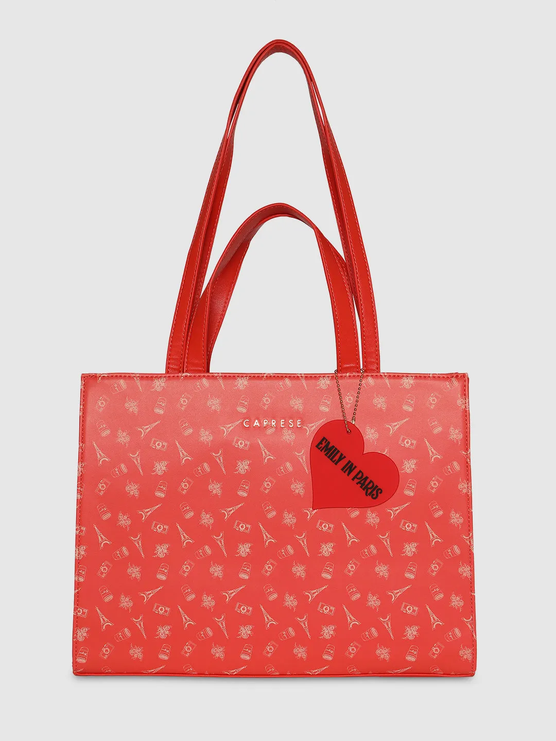 Caprese Emily In Paris Printed Tote Handbag Red