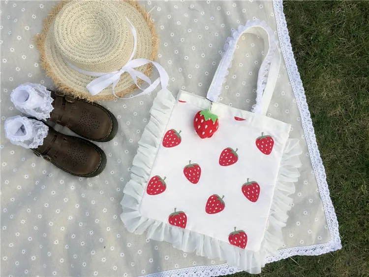 Chic strawberry canvas bag PL50295