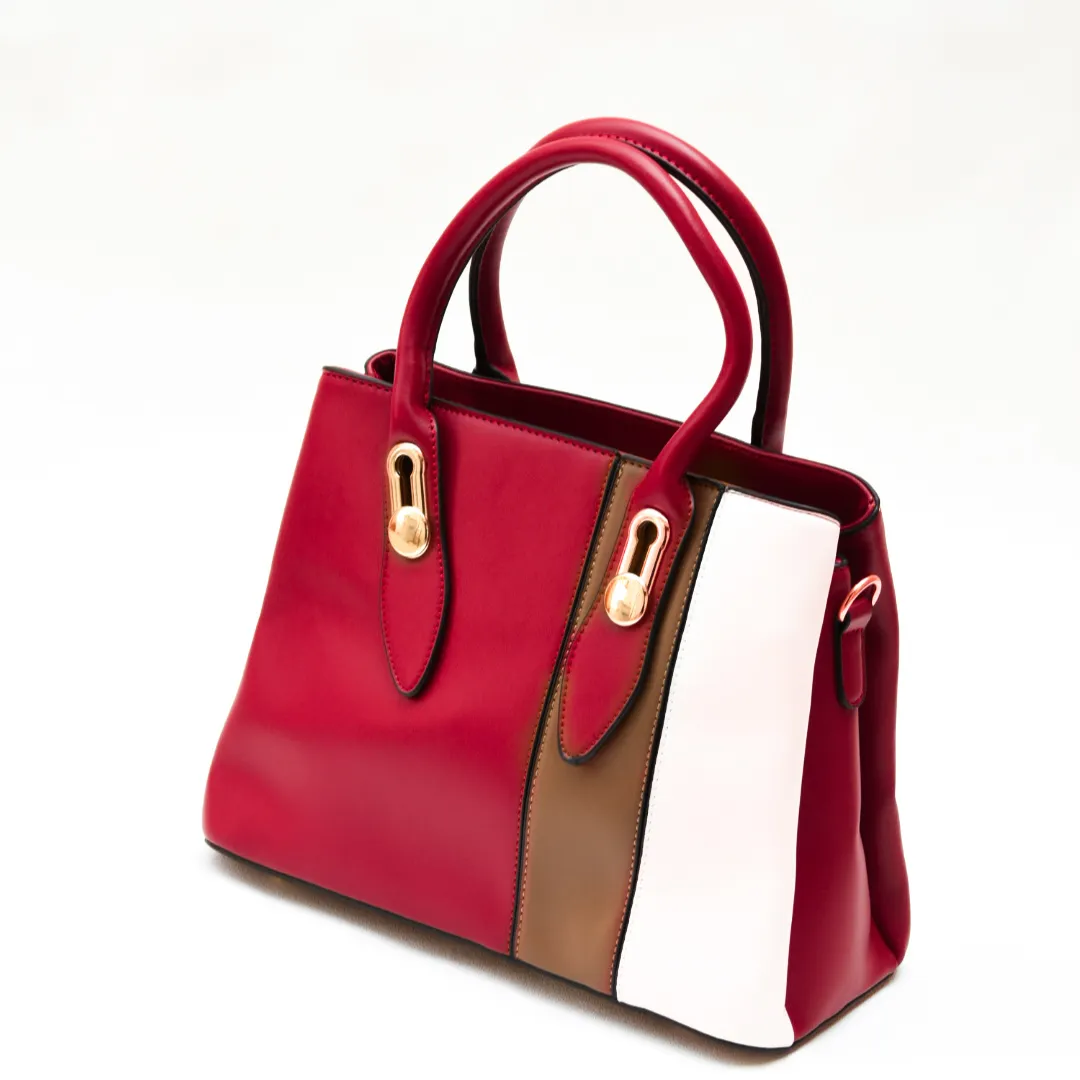 Chic Tricolor Tote Red