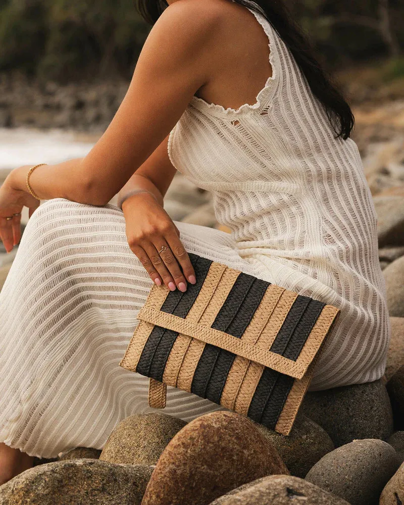 Coco Clutch Natural Black Stripe