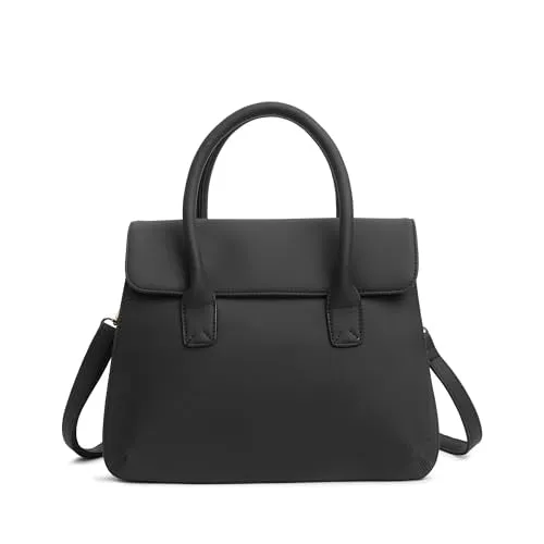 Fastrack Large Satchel Bag for Women | Structured, Stylish Bag With Spacious Compartments | Classic Work Bag Made of High Quality Faux Leather (Black)