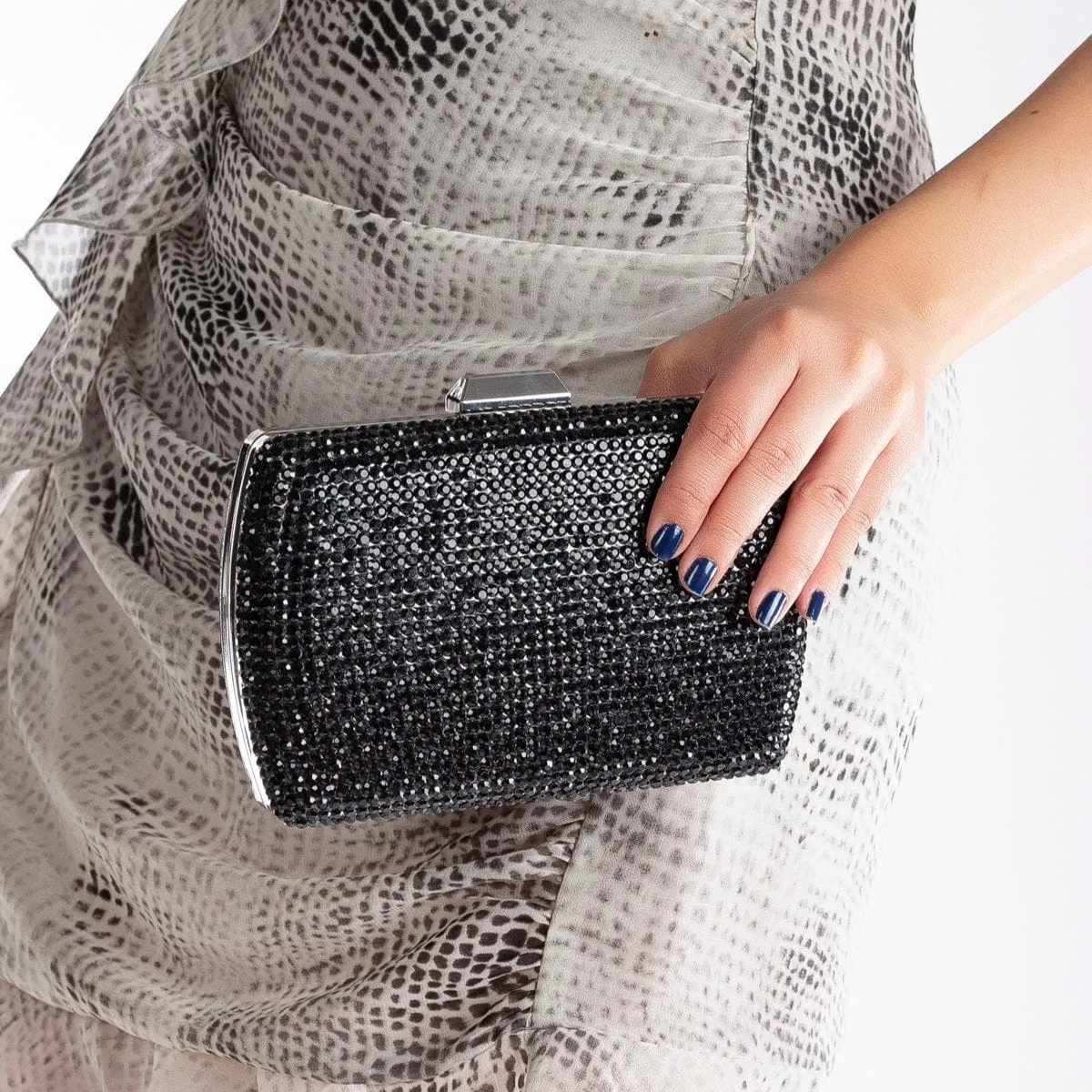 Francisca Vegan Glitter Clutch | Black