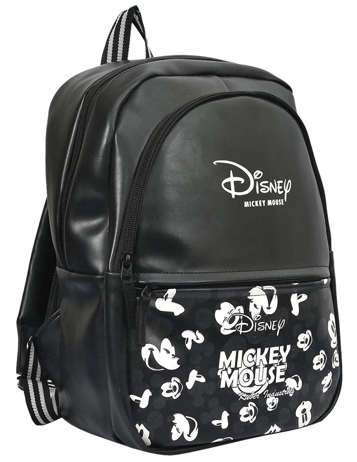 Fun Homes Disney Print 15.6 inch Leather Waterproof Office Bag,School Bag,College Bag,Unisex Travel Backpack, Black_FUN09906