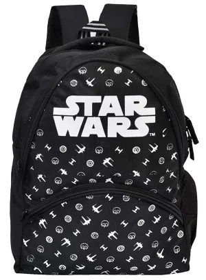 Fun Homes Star Wars Print 17 inch Polyster Waterproof Office Bag,School Bag,College Bag,Unisex Travel Backpack,Black