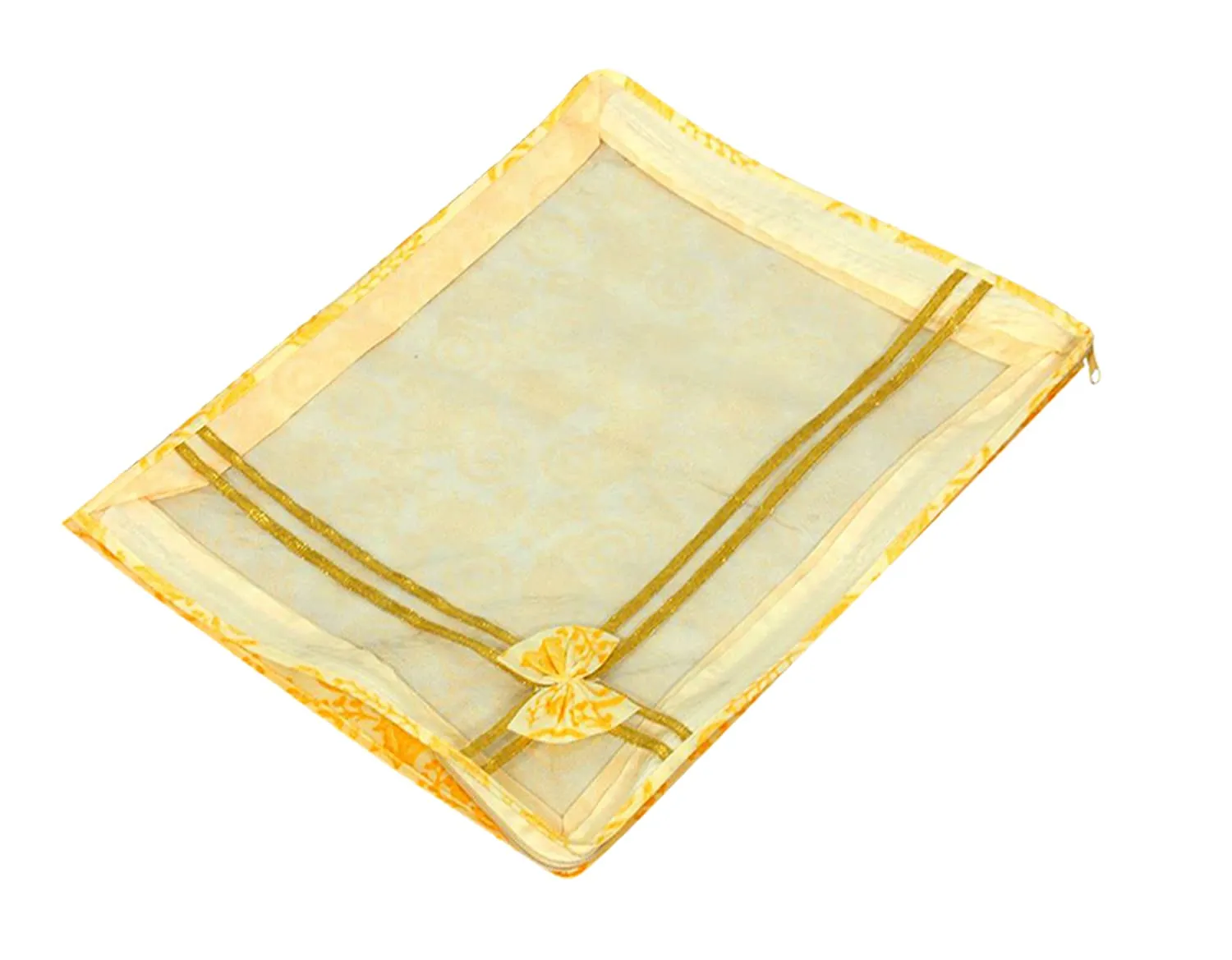 Heart Home Carry Design 3" inch Tranasparent Non Woven Single Saree Cover- Pack of 8 (Gold)-HS_38_HEARTH21588