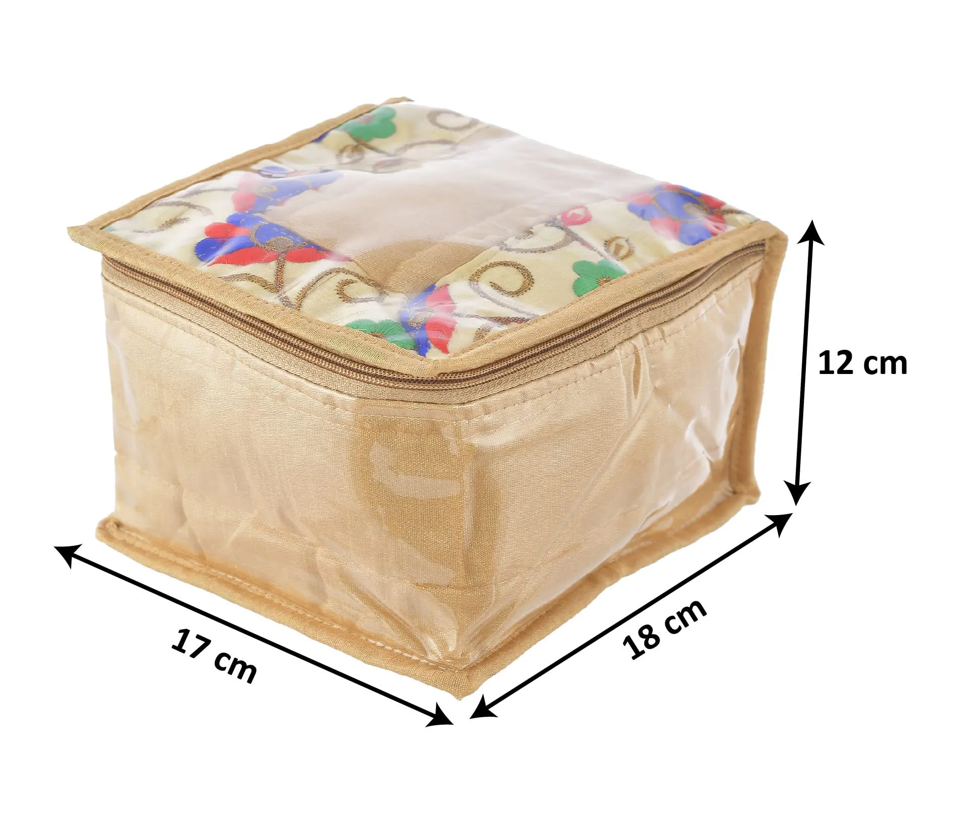 Heart Home Flower Design Laminated PVC Multipurpose Jewellery Organizer With 10 Tranasparent Pouches- Pack of 2 (Gold)-HS43HEARTH25847