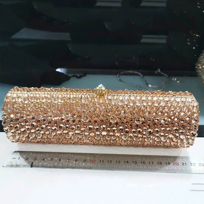 High Quality Red Rhinestone Wedding Bag Long Small Size 20 ColorsClutch Purse Diamond Evening Bags Clutches Women Party Handbags