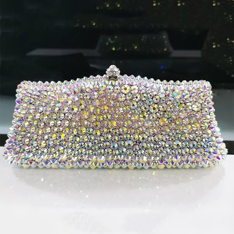 High Quality Red Rhinestone Wedding Bag Long Small Size 20 ColorsClutch Purse Diamond Evening Bags Clutches Women Party Handbags