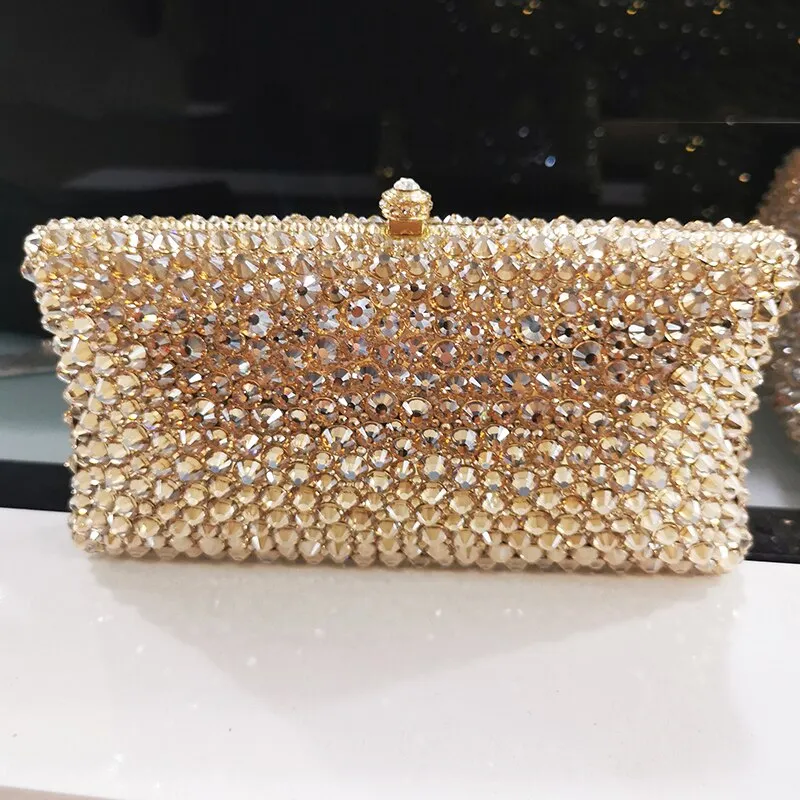 High Quality Red Rhinestone Wedding Bag Long Small Size 20 ColorsClutch Purse Diamond Evening Bags Clutches Women Party Handbags