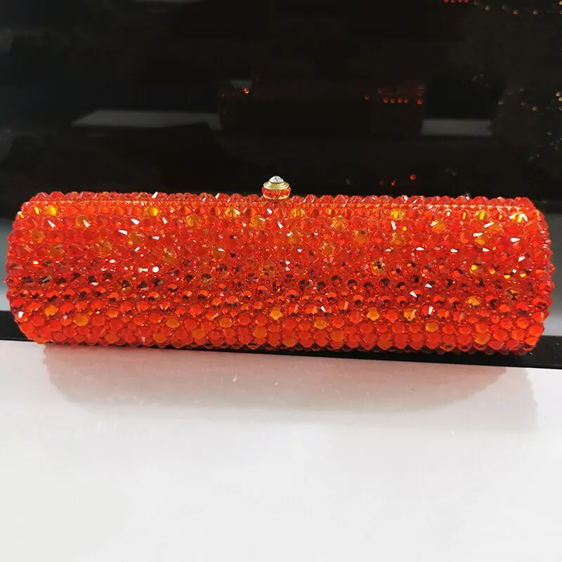 High Quality Red Rhinestone Wedding Bag Long Small Size 20 ColorsClutch Purse Diamond Evening Bags Clutches Women Party Handbags