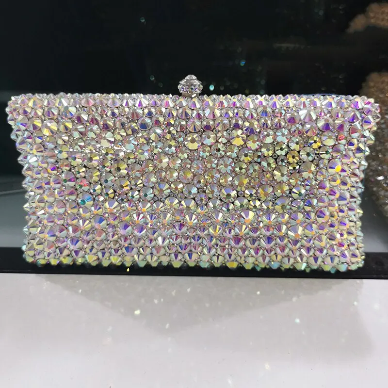 High Quality Red Rhinestone Wedding Bag Long Small Size 20 ColorsClutch Purse Diamond Evening Bags Clutches Women Party Handbags