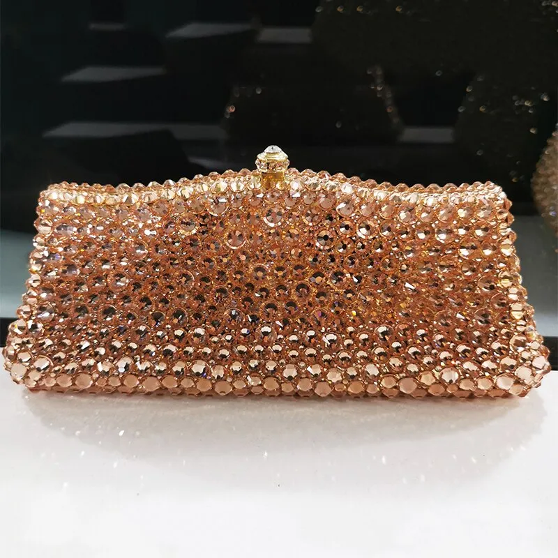 High Quality Red Rhinestone Wedding Bag Long Small Size 20 ColorsClutch Purse Diamond Evening Bags Clutches Women Party Handbags