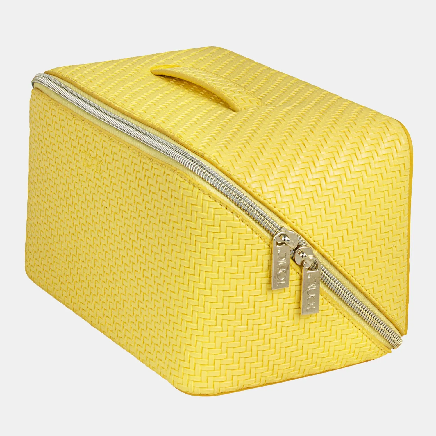 Large Beauty Bag - Herringbone Lemon