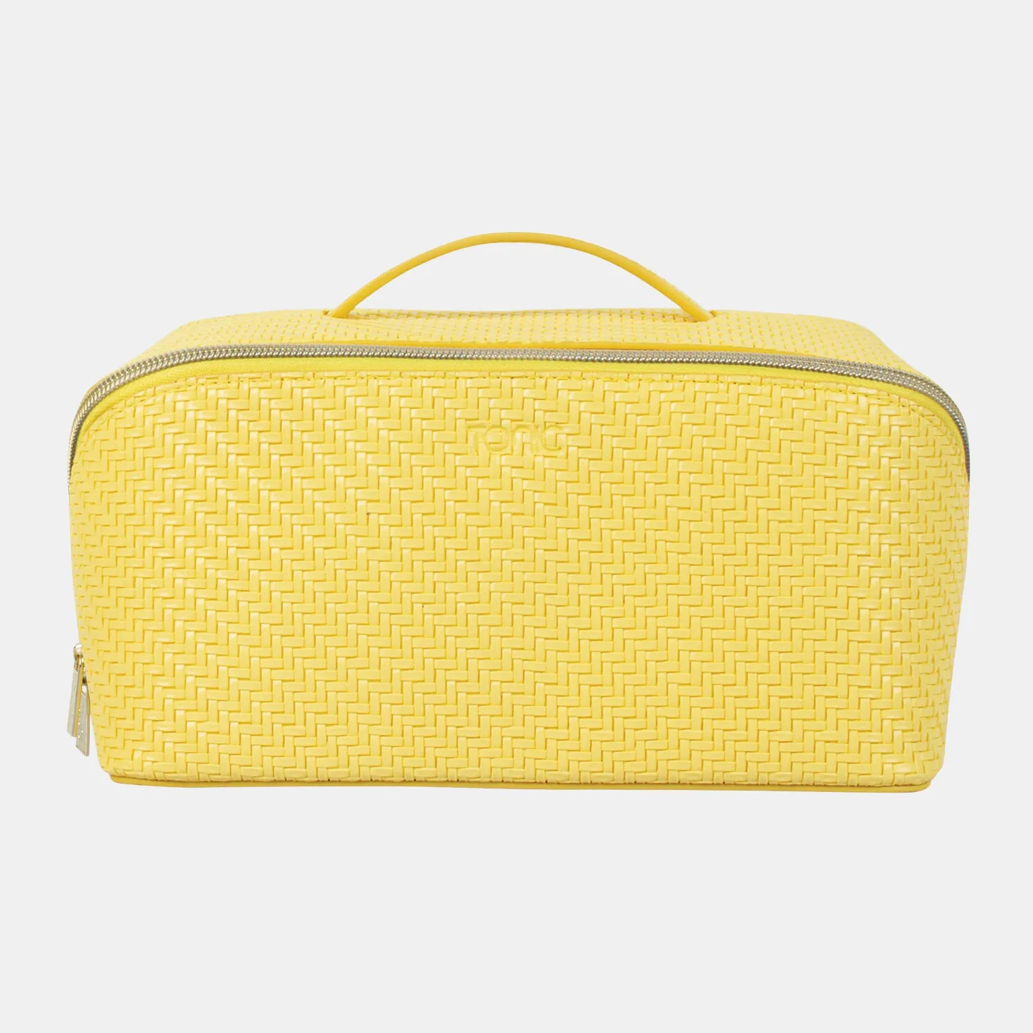 Large Beauty Bag - Herringbone Lemon