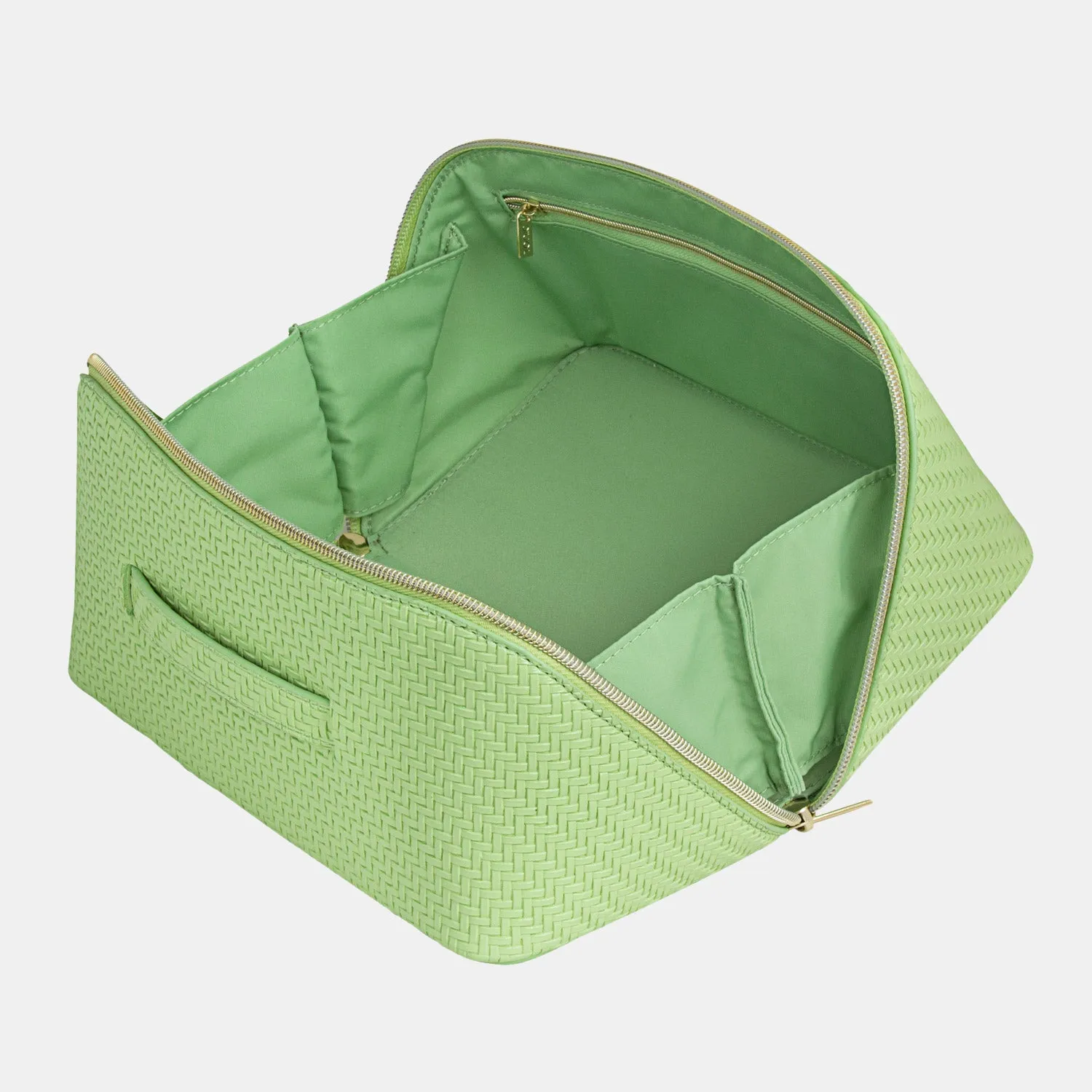 Large Beauty Bag - Herringbone Pistachio