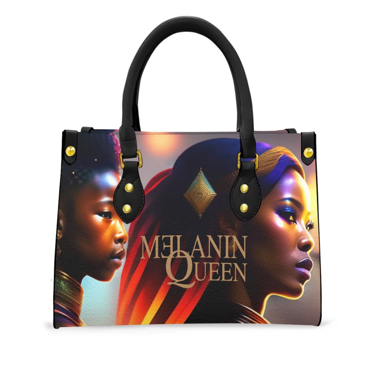 Mama Bear by Melanin Queen - Women's Tote Bag With Black Handle