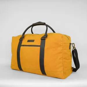 Mustard Waxed Canvas Holdall Overnight Bag