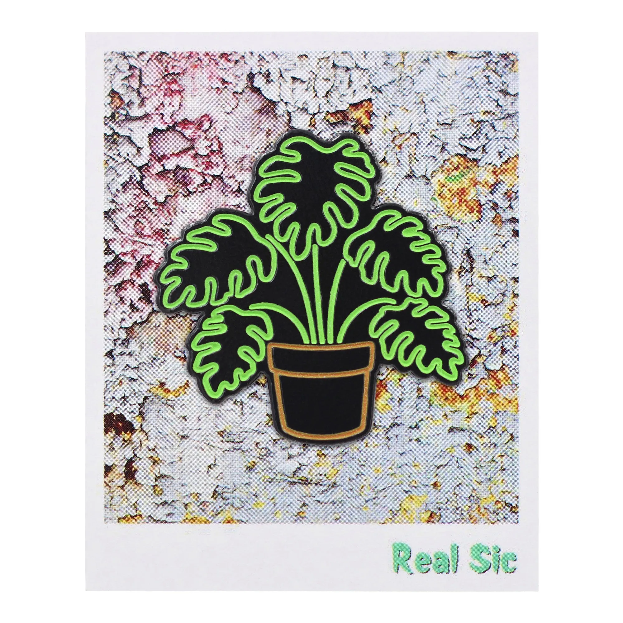 Neon Monstera – Glow-in-the-Dark Plant Enamel Pin