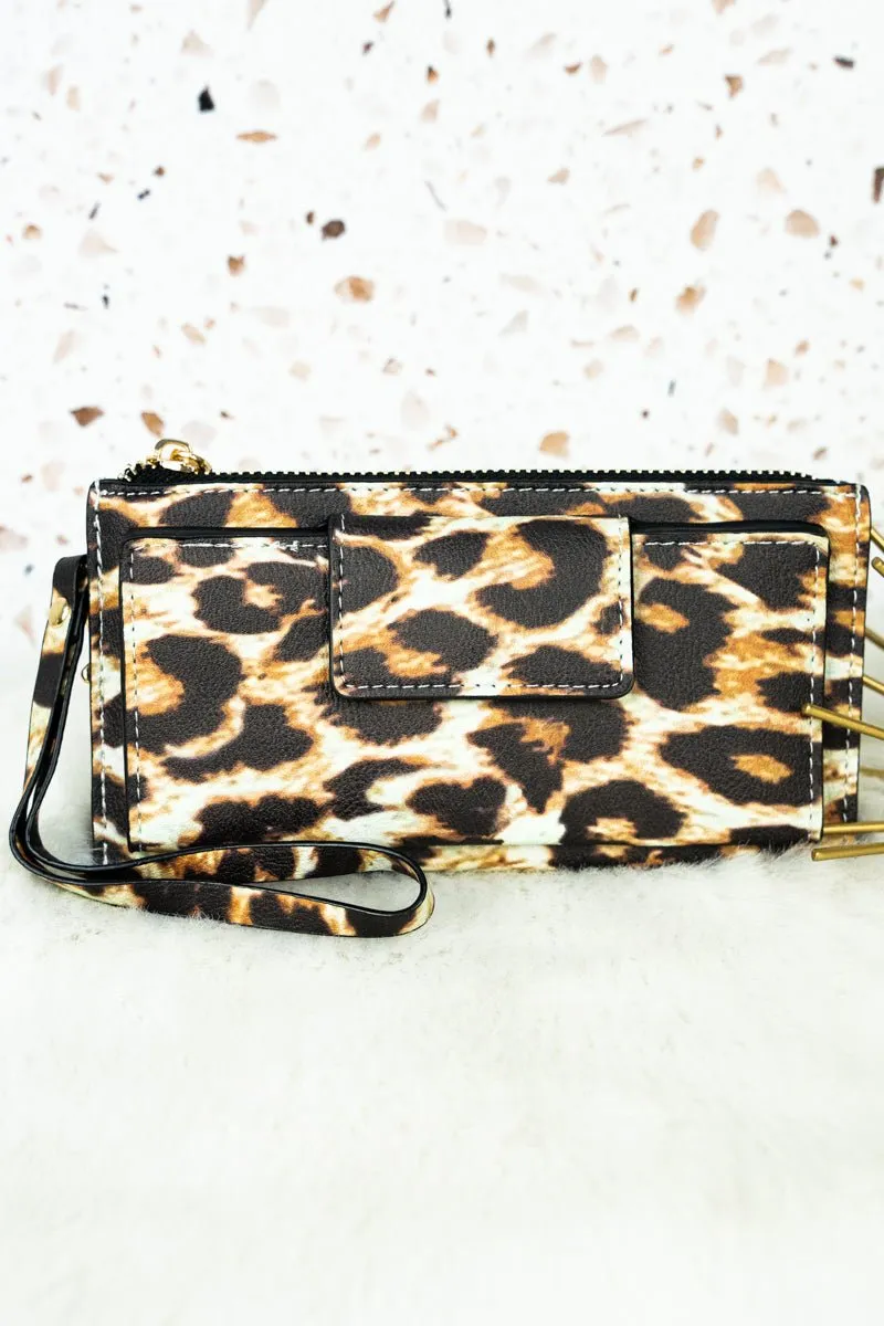 NGIL Leopard Faux Leather Wristlet Wallet