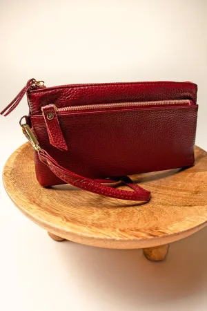 NGIL Red Genuine Leather Renae Wristlet