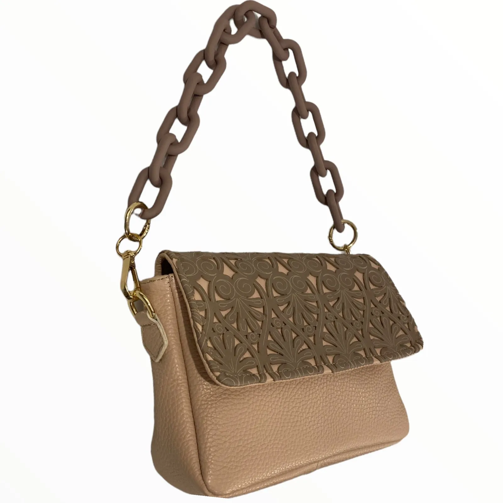 Nude chic leather evening bag