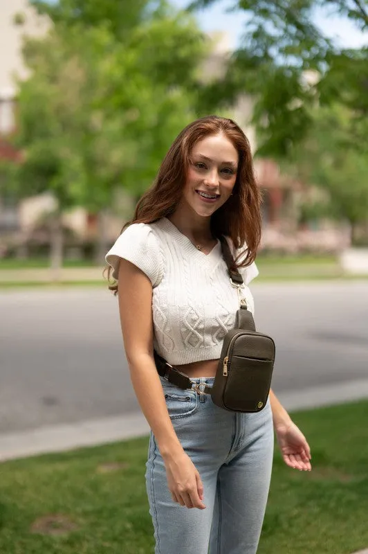 Pebbled Vegan Leather Phone Case Crossbody Belt Bag