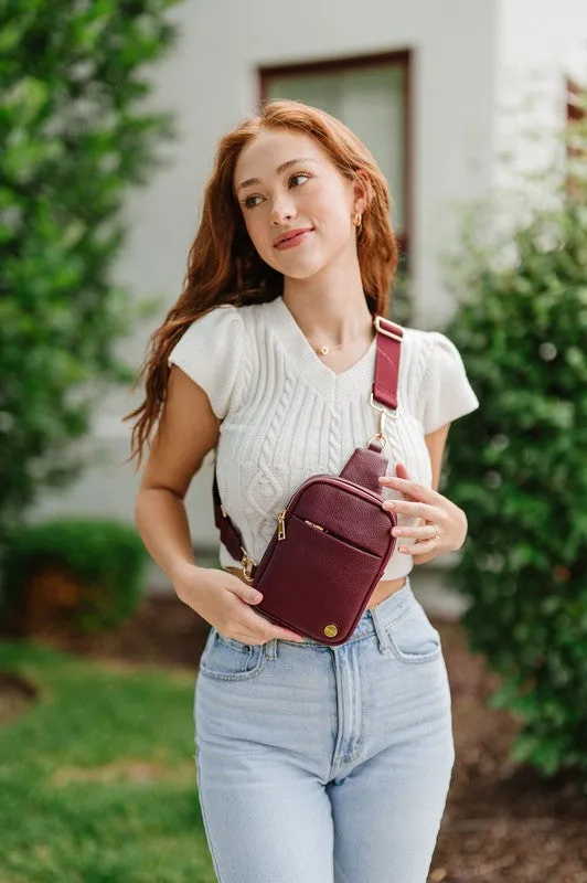 Pebbled Vegan Leather Phone Case Crossbody Belt Bag