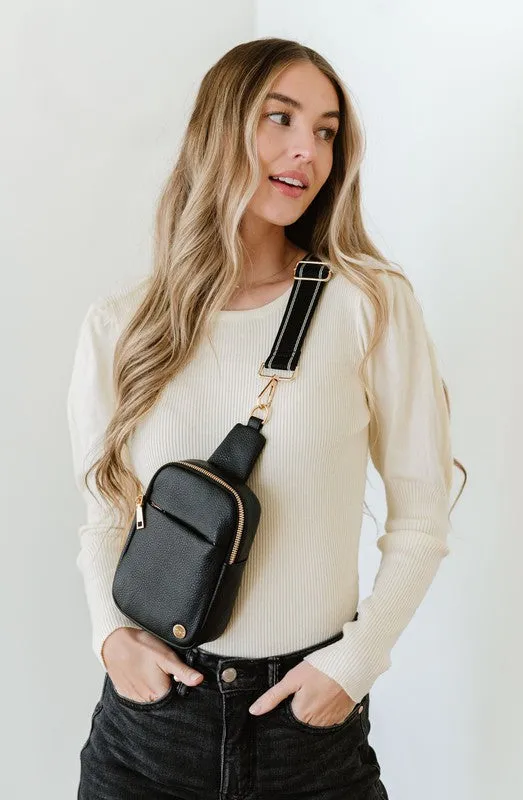 Pebbled Vegan Leather Phone Case Crossbody Belt Bag