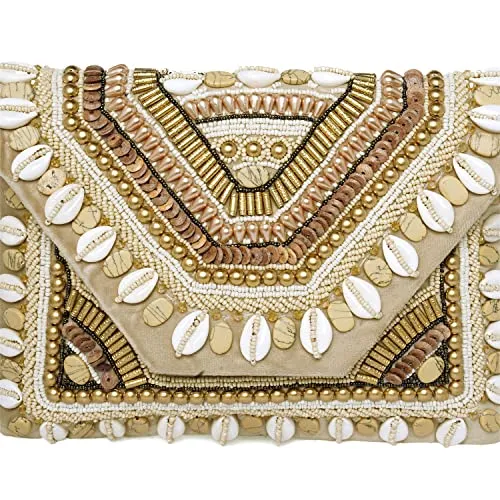 Peora Golden Clutch Purses for Women Handmade Evening Sling Handbag Stylish Bridal Fashion Clutch Bag for Girls