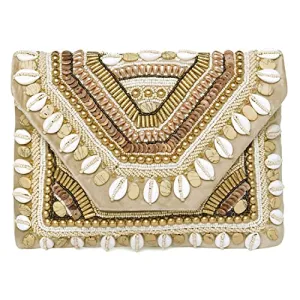 Peora Golden Clutch Purses for Women Handmade Evening Sling Handbag Stylish Bridal Fashion Clutch Bag for Girls