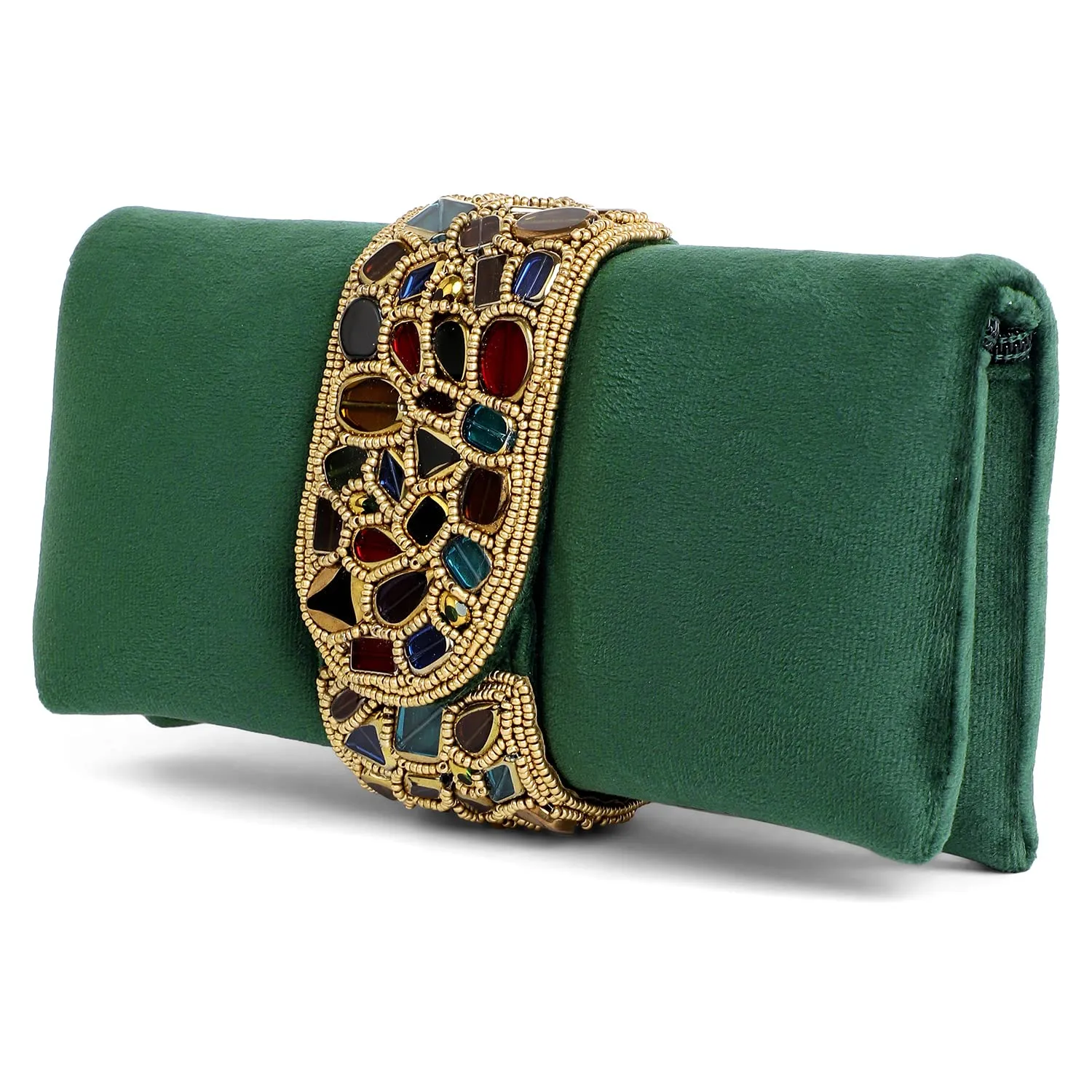 Peora Green Clutch Bag for Women Handmade Evening Handbag Stylish Bridal Purse Fashion Sling Bag for Girls (C118GRN)