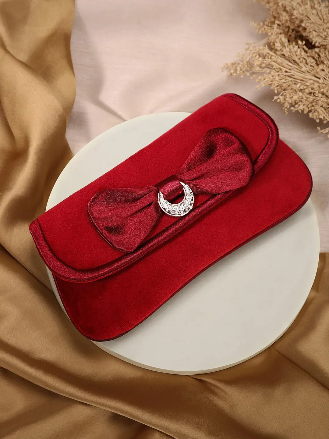 Peora Maroon Clutch Purses for Women Handmade Evening Handbag Stylish Bridal Fashion Clutch Bag for Girls (C131M)