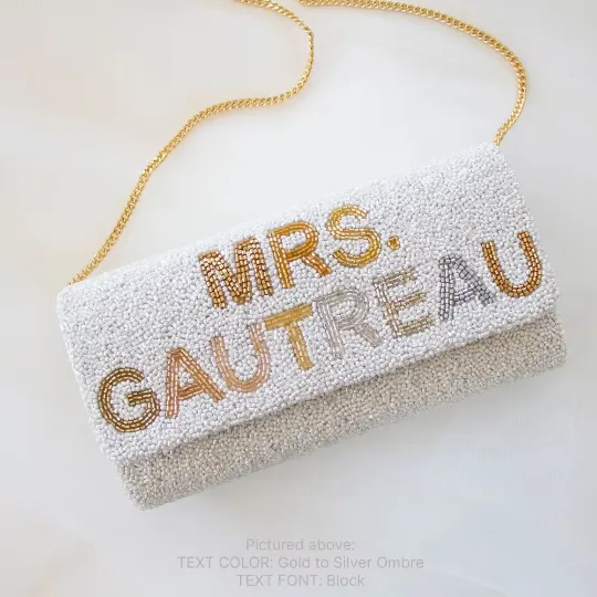 Personalized Beaded Clutch Purse with Photo (FOG)