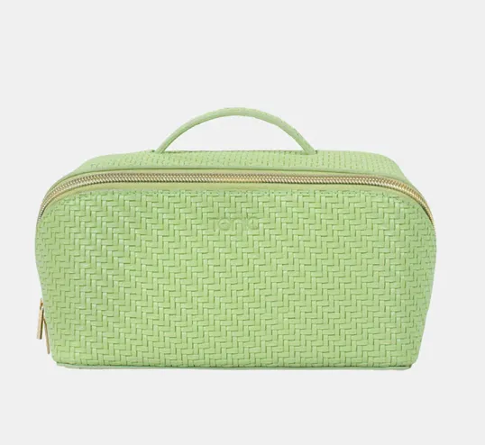 Pistachio Herringbone Beauty Bag-Medium