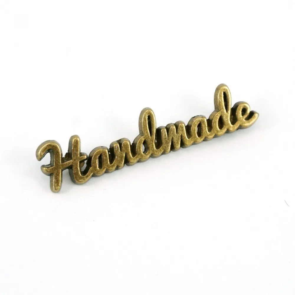 "Handmade" Metal Bag Label  (Script Style)