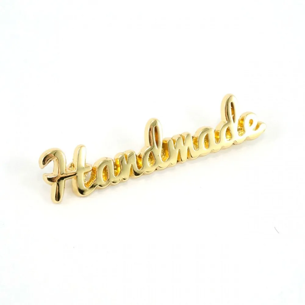 "Handmade" Metal Bag Label  (Script Style)