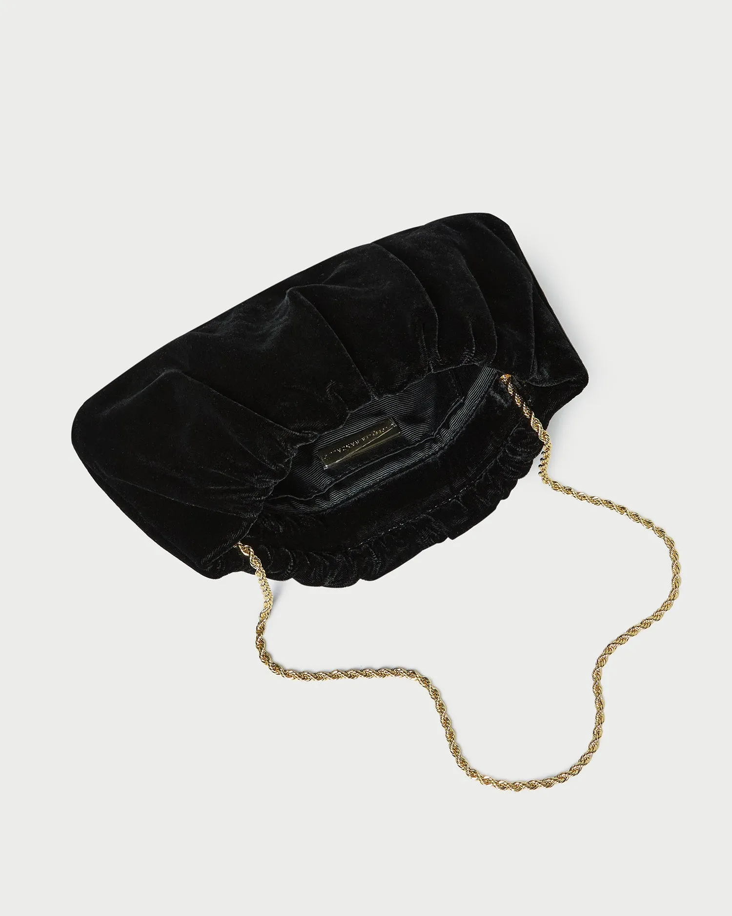 Serena Black Gathered Velvet Clutch